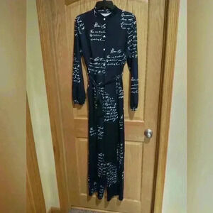 Elegant Black Script Jumpsuit